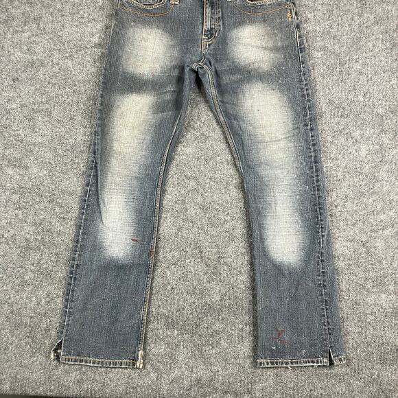 Songs of Freedom Jeans Mens Size 34 Blue Distressed Straight Leg Casual Denim - Picture 2 of 14